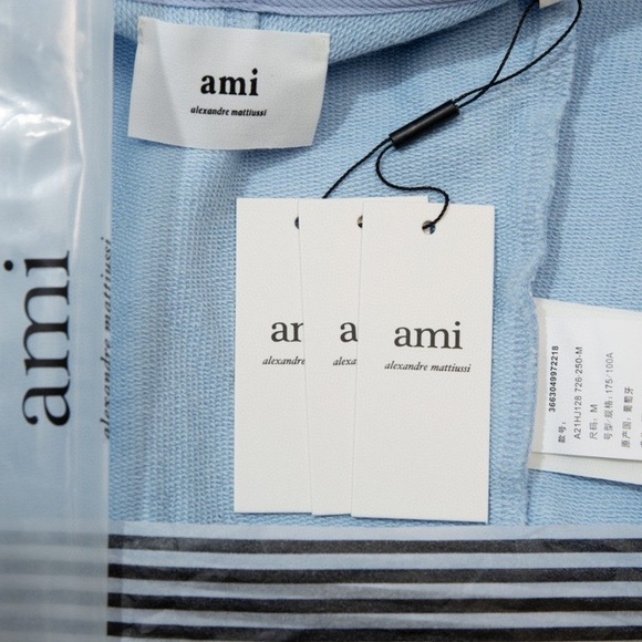 Ami Pale Blue Crewneck Sweatshirt with Heart 'A' Emblem - Picture 7 of 7